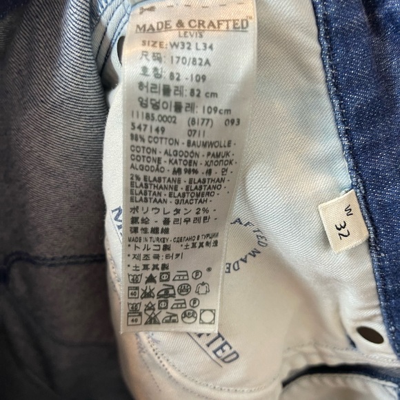 Levi’s Made & Crafted Stitch High Slim Dark Wash Denim Jean size 32X30 - Picture 8 of 8